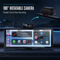Autoradio portable Android 13 avec caméra de recul, CarPlay, Android Auto, AirPlay, écran miroir, carte TF, type-C