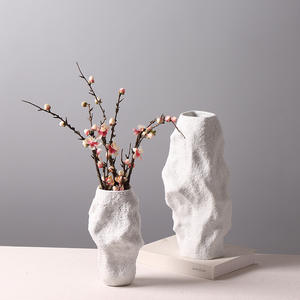 Vaso in ceramica di pietra bianca elegante nuovo stile cinese concavo - Product Image 4