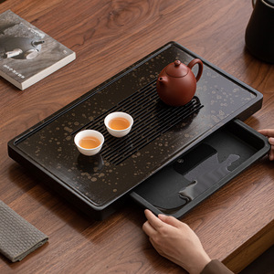 Lacquered <b>Tea</b> Tray With Drainage Flat Design For Kung Fu <b>Tea</b> <b>Set</b> Home Use - Product Image 3
