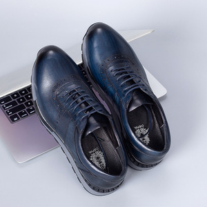 Men's Genuine Leather Casual Shoes <b>Round</b> Toe Lace-up Autumn Plush Lining Rubber Outsole <b>Cushioned</b> EVA Midsole - Product Image 3