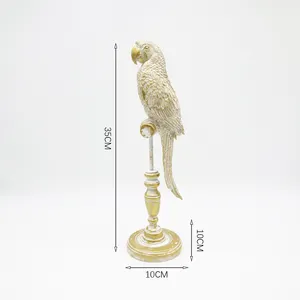 Résine de perroquet artificiel en résine, Sculpture d'oiseaux avec décoration verticale pour la maison