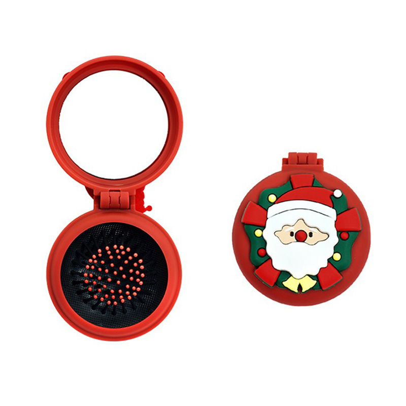 Specchietto Pieghevole con Pettine - Babbo Natale Rosso
