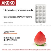 Moule en silicone Akoko 8, 10, 15 cavités pour mousse à la fraise, pâtisserie française, chocolat, dessert aux fruits, moules à pâtisserie pour outils à gâteaux