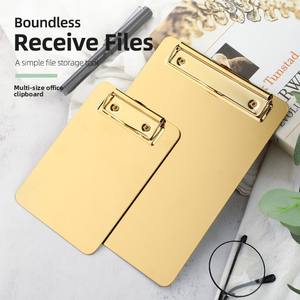 Porte-documents magnétique en acier inoxydable robuste avec clip discret format lettre pour bureau, maison, hôpital, doré - Product Image 1