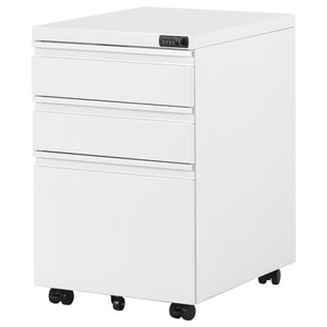 Armoire de classement mobile à 3 tiroirs blanche avec serrure, meuble de rangement roulant pour bureau - Product Image 4