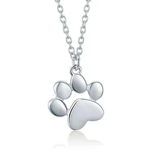 Trasporto di goccia 925 Sterling Silver 18k oro rosa placcato impronte di animali cane gatto impronte zampa collane pendenti