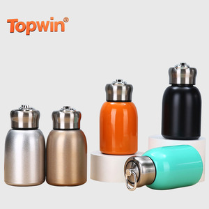Mini Bouteille Isotherme en Acier Inoxydable 300ml, Forme Ronde et Volumineuse, avec Anneau de Transport Portable, pour Eau Chaude - Product Image 1