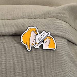 Broche de Perro Shiba Inu <span class=keywords><strong>BONK</strong></span> Beat Amarillo, Broches de Metal con Esmalte de Animales Lindos, Insignia de Solapa, Joyería Divertida, Regalo para Amigos - Product Image 3