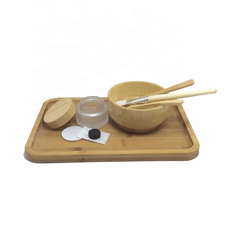 bamboo daily self care supplies small business idea 2021 mask brush wooden spoon spatula bowl set