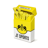 Lot de 30 tees de golf en bambou personnalisés avec logo jaune, 38 mm, avec boîte et couvercle, pour l'entraînement – Vente directe usine