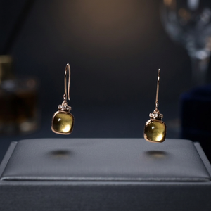 Boucles d'oreilles classiques S925 plaquées or 18 carats avec citrine et zircon cubique, personnalisables pour la vente au détail, OEM, ODM, en provenance de Thaïlande - Product Image 2