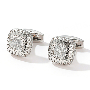 Cufflinks for Men Luxury Set Light Luxury Round Gold-plated Copper <b>Shirt</b> <b>Cuff</b> Studs Inlaid with Zircon and Rhinestones - Product Image 5