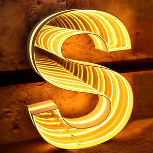 Infinity Mirror Illuminated Advertising Letter <b>Sign</b> Custom <b>LED</b> Mirror Logo <b>Sign</b> for Shop Store Decoration - Product Image 2