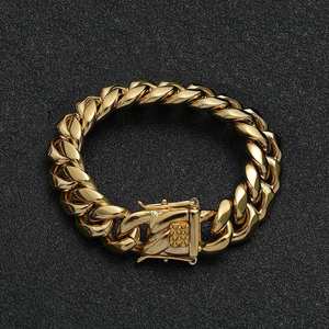 도금 체인 목걸이 세트 골드 주얼리 쿠반 스테인리스 스틸 남성용 도매 14K 18K 골드 패션 디자인 NL 2023 - Product Image 3