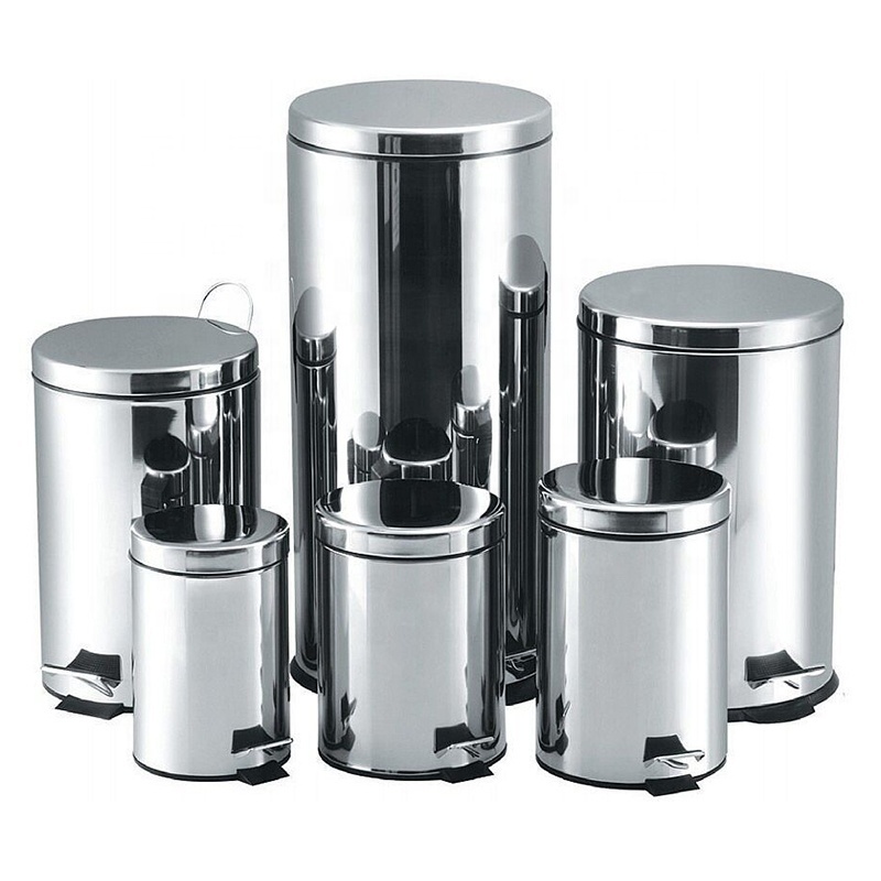3-30L круглая Педальная корзина из нержавеющей стали, мусорная корзина, Педальная корзина для мусора