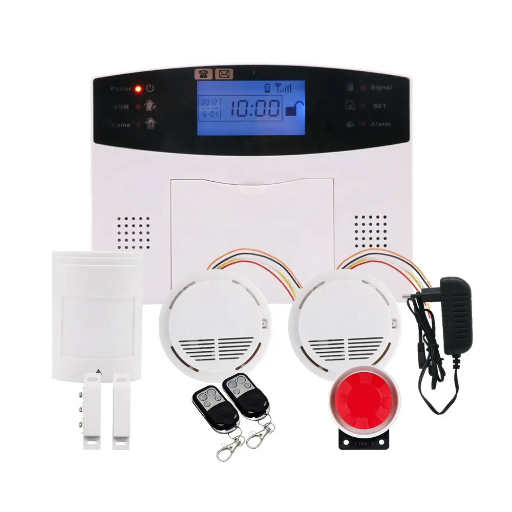 Проводная беспроводная домашняя охранная GSM-сигнализация с проводным огнем и магнитным контактом