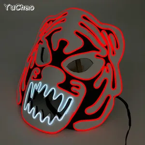 Halloween Scary <strong>Tiger</strong> PVC <strong>Mask</strong> Nightclub Disco Light Decorative EVA Headgear Cosplay Party Face Accessory Halloween Accessory - Product Image 2