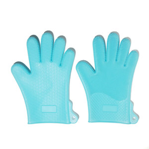 Guantes de silicona para lavar platos con cepillo integrado, guantes impermeables para limpieza de cocina, para lavar platos y bañar mascotas - Product Image 4