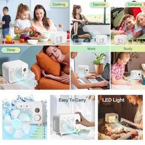 พัดลมไอเย็นแบบพกพา 5 in 1 ชาร์จผ่านพอร์ต Mini USB ประหยัดพลังงาน ใช้กลางแจ้ง พร้อมจอแสดงผล แสงไฟกลางคืน - Product Image 3