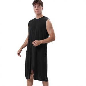 Combinaison sans manches unisexe à col rond, noire unie, respirante, 100% coton, shorts longueur genou, fermetures éclair, vêtements de sport simples, coupe adulte - Product Image 4