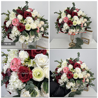 Boule de fleurs artificielles réalistes pour centres de table, blanc et violet, pour décoration de table de mariage