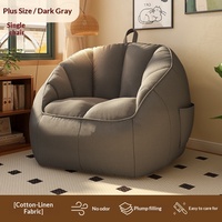 Fauteuil paresseux en forme de pouf, inclinable et convertible en lit, en coton et lin, sans cadre, coussin de siège tatami, pour chambre à coucher, balcon, usage décontracté