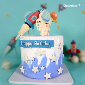 Moule en silicone à thème vaisseau spatial, fusée, astronaute, <span class=keywords><strong>planète</strong></span>, avec trou, décoration de <span class=keywords><strong>gâteau</strong></span> de cupcake DIY, desserts, moule en pâte à sucre// - Product Image 1