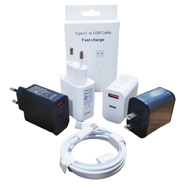 Multi Port 20W Usb Type c Type-c Portable Super Fast Charging Multiport Usb Charger Dual 2 Usb Charger Set for iphone 15 Pro Max