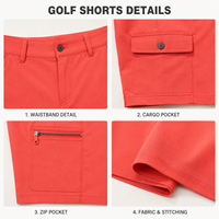 Shorts de golf cargo personnalisés pour femmes, avec un seul bouton, fermeture éclair, poches latérales, tissu à séchage rapide pour les participants aux compétitions de golf