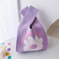 Mini sac fourre-tout tricoté à motif floral, sac à main noué, pochette colorée à imprimé floral, mini sac à main tendance pour le quotidien