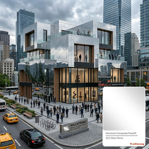 High Reflective 3mm 3221 Silver <b>Mirror</b> Aluminum Composite Panel ACP <b>Sheet</b> for Modern Building Facade Cladding - Product Image 1