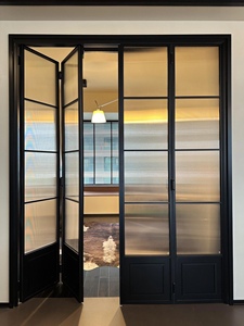 Hiện đại Retro pháp gấp Cửa Nhôm Hợp Kim trượt phân vùng cho phòng khách ban công phòng ngủ với treo đường sắt dễ dàng để di chuyển - Product Image 2