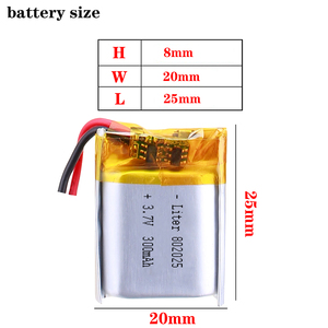 Batería de Polímero de Litio OEM ODM Adecuada 802025 3.7V 300mAh para GPS - Product Image 2