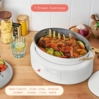 Cuisinière Électrique Multifonction Détachable, Programmable Numérique, avec Cuve Antiadhésive, Contrôle de Température et de la Durée, pour Cuisson à la Vapeur, Braisage, Simmulation de Cuisson, et Cuisson du Riz, Verre Trempé