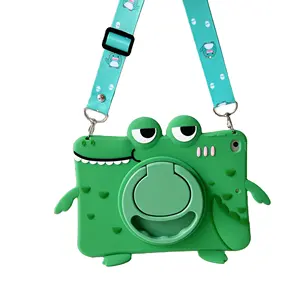 3D Cartoon Crocodile Case For Kids Silicon Tablet Cover for iPad Pro 11 inch with Kickstand Back Cover With Shoulder Strap