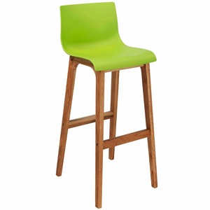 Gỗ Hiện Đại Chân PP Nhựa Chỗ Ngồi Cao <span class=keywords><strong>Bar</strong></span> Ghế Phân Với Trở Lại - Product Image 3