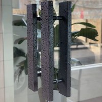 Poignée de porte en verre travertin noir carré, matériau en marbre de haute qualité, poignée de porte en bois massif pour hôtel, magasin de vêtements, maison