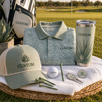 Kit de Accesorios de Golf Personalizado con Logotipo y Patrón de Agave: Gorra Polo Estampada, Vaso Térmico, Herramienta de Reparación de Golf Metálica y Marcador de Pelotas