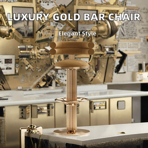 <span class=keywords><strong>Tabouret</strong></span> de <span class=keywords><strong>bar</strong></span> pivotant de luxe nordique avec base dorée moderne et panneau réglable en style <span class=keywords><strong>bois</strong></span> pour usage domestique - Product Image 3