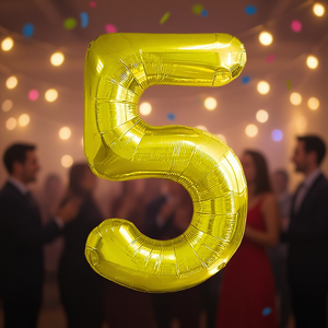 Globo Metalizado Dorado con el Número 5 de 45 cm para Decoración de Fiestas de Cumpleaños - Product Image 2
