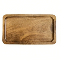 Plateau de service en bois écologique style Japandi, plateau à dessert et à thé pour les fêtes, plateau à gâteau en bois massif, forme irrégulière