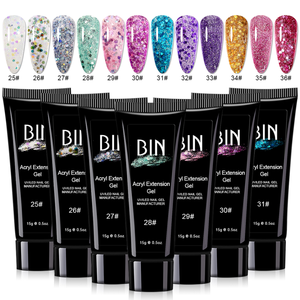 BIN Poligel Acrygel Venta al por mayor Suministros para <span class=keywords><strong>uñas</strong></span> Etiqueta privada Brillo Colores UV Extensión de <span class=keywords><strong>uñas</strong></span> Acrílico Poly Gel <span class=keywords><strong>rosa</strong></span> claro nude - Product Image 2