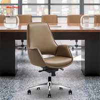 Chaise de bureau de direction moderne de luxe, dossier moyen, élégante, en cuir PU, pivotante, ergonomique, pour PDG, président, bureau à domicile, réglable