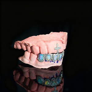 Venta caliente Chapado en oro Moissanite Dientes Grillz Joyería fina Iced Out Round Brilliant Cut Vvs Diamond Hip Hop Grillz - Product Image 1