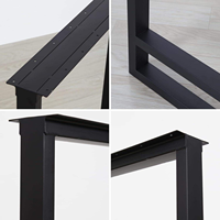 Pieds de table carrés en acier inoxydable en forme de T, style industriel contemporain, pour extérieur, cadre noir, installation facile, DIY, mobilier de bureau