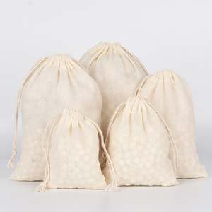 Sacs de rangement en coton recyclables avec logo personnalisé, 13*18cm, avec cordon de serrage, emballage réutilisable, artisanat, décorations de Noël, fêtes - Product Image 1