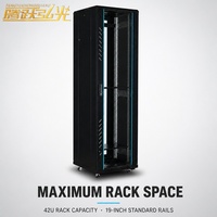 Armoire de serveur réseau intérieure de 19 pouces 600*600*2000 mm avec porte en verre trempé revêtu, armoire de rack de données sur pied