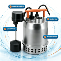 Pompe à eau submersible QCKMA en acier inoxydable avec interrupteur à flotteur, pompe de drainage portable pour eau propre, idéale pour l'irrigation des jardins et des étangs