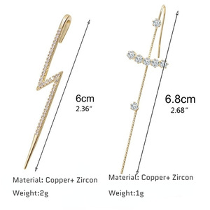 Nouvelle arrivée géométrique feuille Zircon perle aiguille crochet oreille croix manchette Piercing boucles d'oreilles oreille Wrap chenilles bijoux - Product Image 6