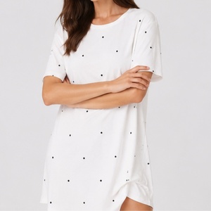 Chemise de nuit 100% coton pour femme, impression personnalisée, élégante, une pièce, manches courtes, robe de nuit douce, pyjama pour femme - Product Image 3